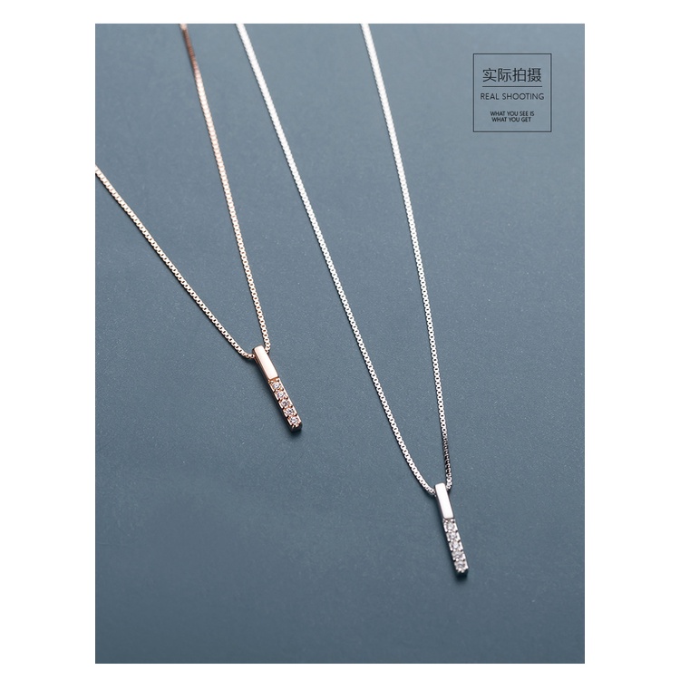 Dây chuyền bạc nữ mặt thanh đinh đính đá Evasilver, vòng cổ chuẩn bạc ta thời trang thanh lịch