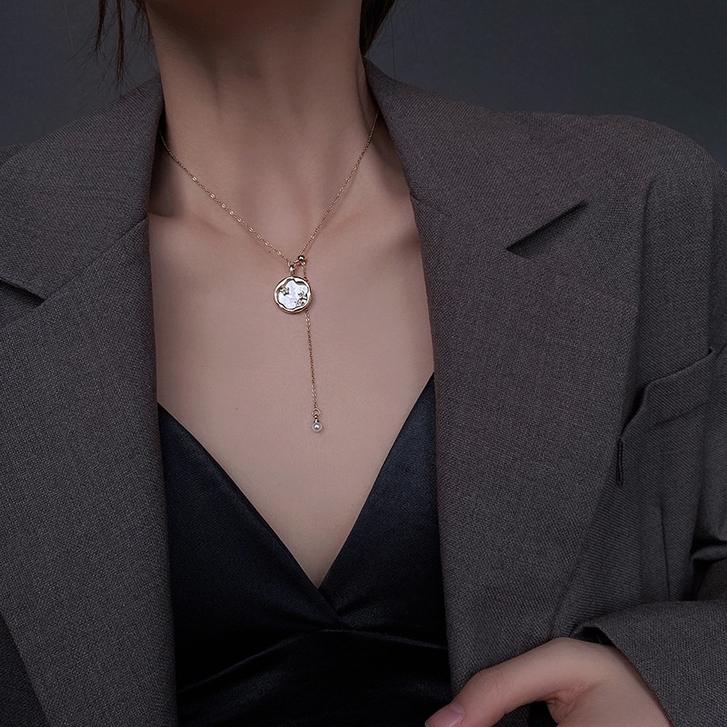 Dây chuyền mặt tròn vòng cổ titan mặt ngôi sao đính đá dây rút tạo kiểu sáng tạo Lemi accessories