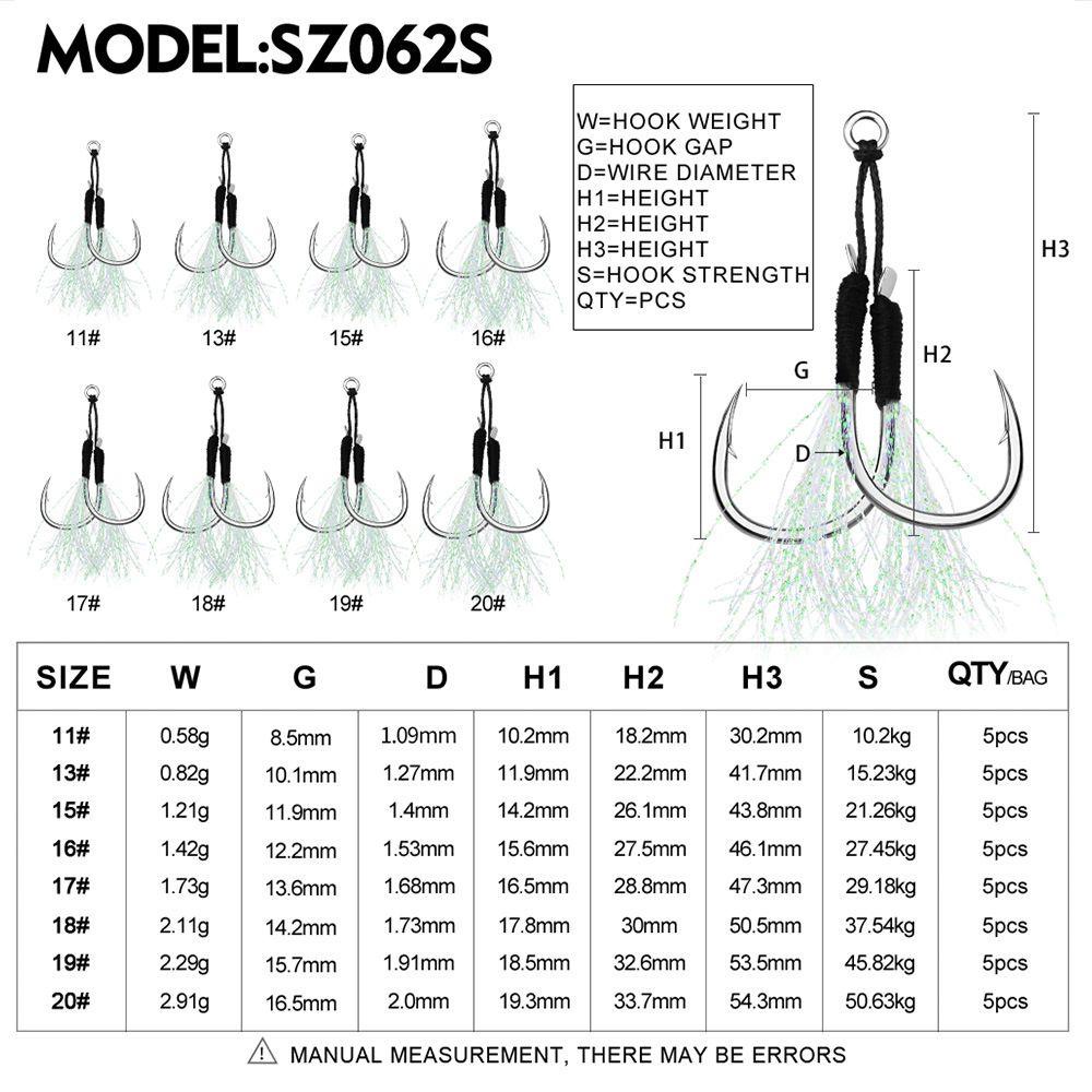 Set 5 Cặp Móc Câu Cá Có Lông Vũ Phát Sáng