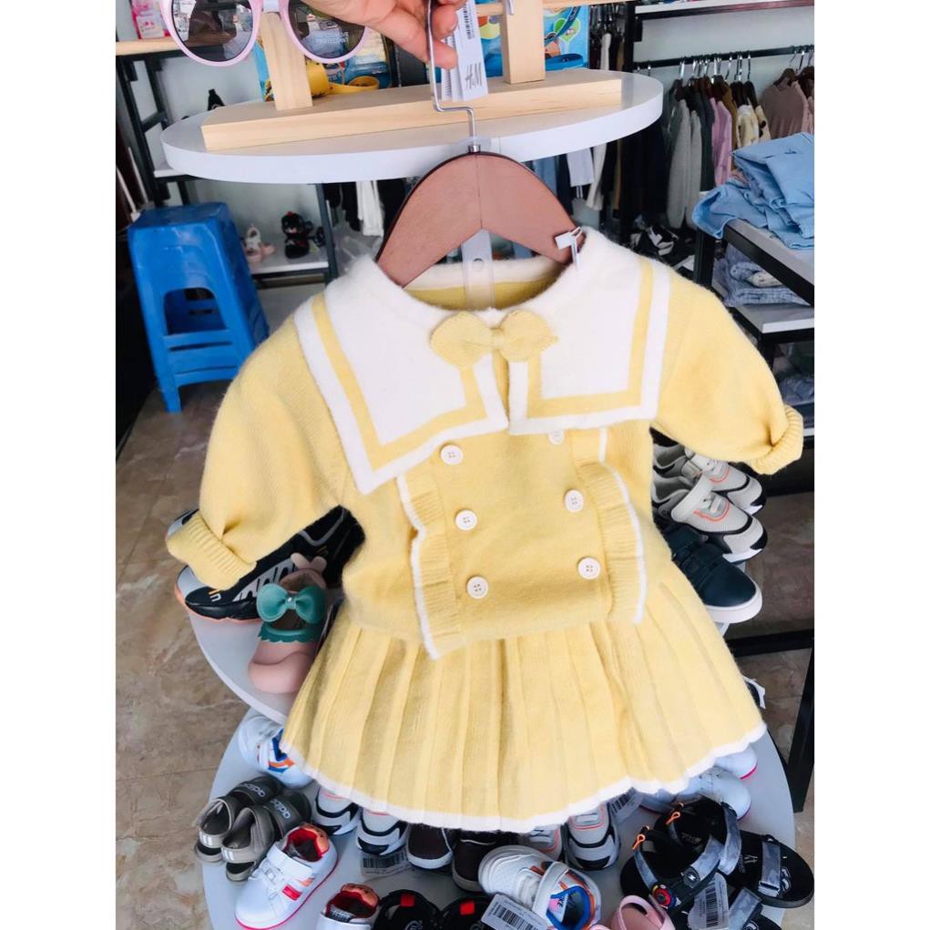 Set váy len vàng phong cách tiểu thư cho bé gái M298