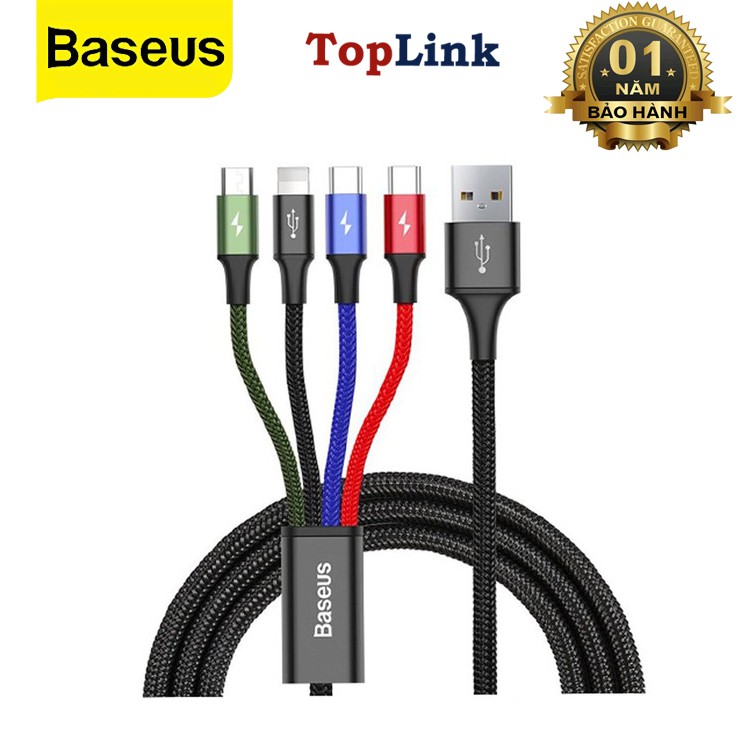 Cáp Sạc Đa Năng BASEUS ( 4in1 ) 4 Đầu All In One-Microusb-Type-C Dài 120cm Sạc Nhiều Thiết Bị Cùng Lúc