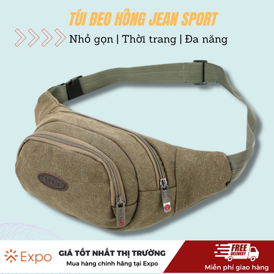 Túi đeo thắt lưng 2 ngăn tiện dụng, vải dù cực bền Expo Official
