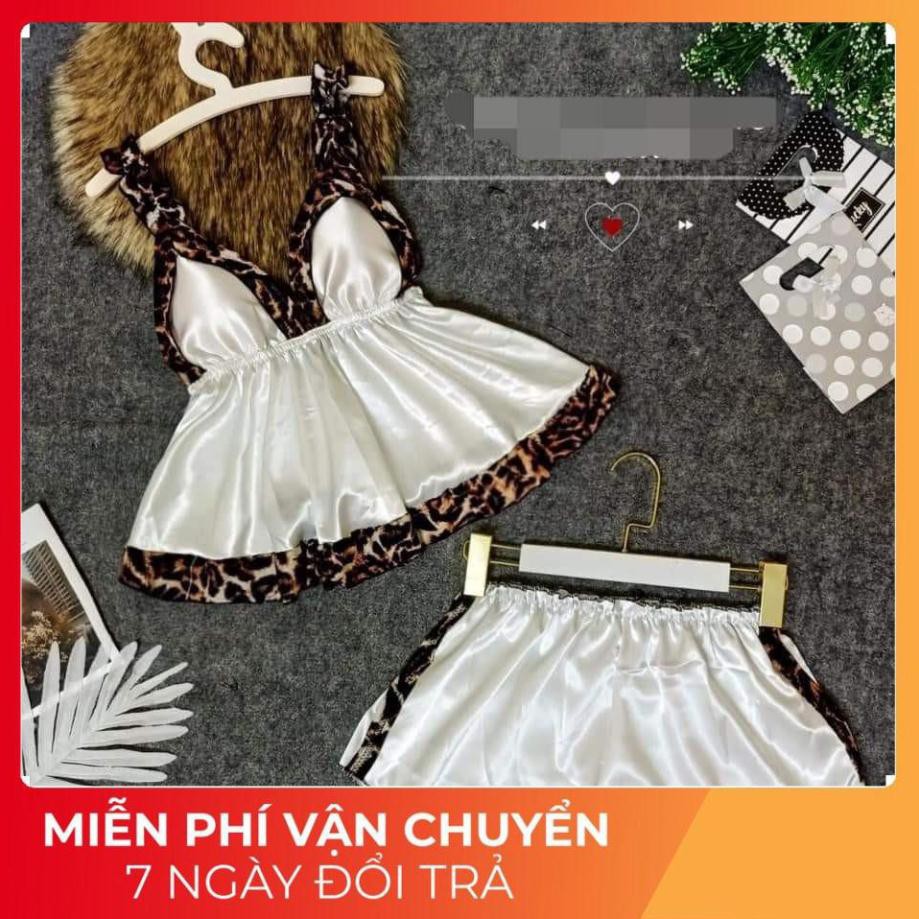 ❤FREESHIP❤ Đồ Mặc Nhà Đồ Ngủ Nữ  Đồ Ngủ Sexy Phi Lụa Phối Beo Có Mút Ngực <60Kg | BigBuy360 - bigbuy360.vn