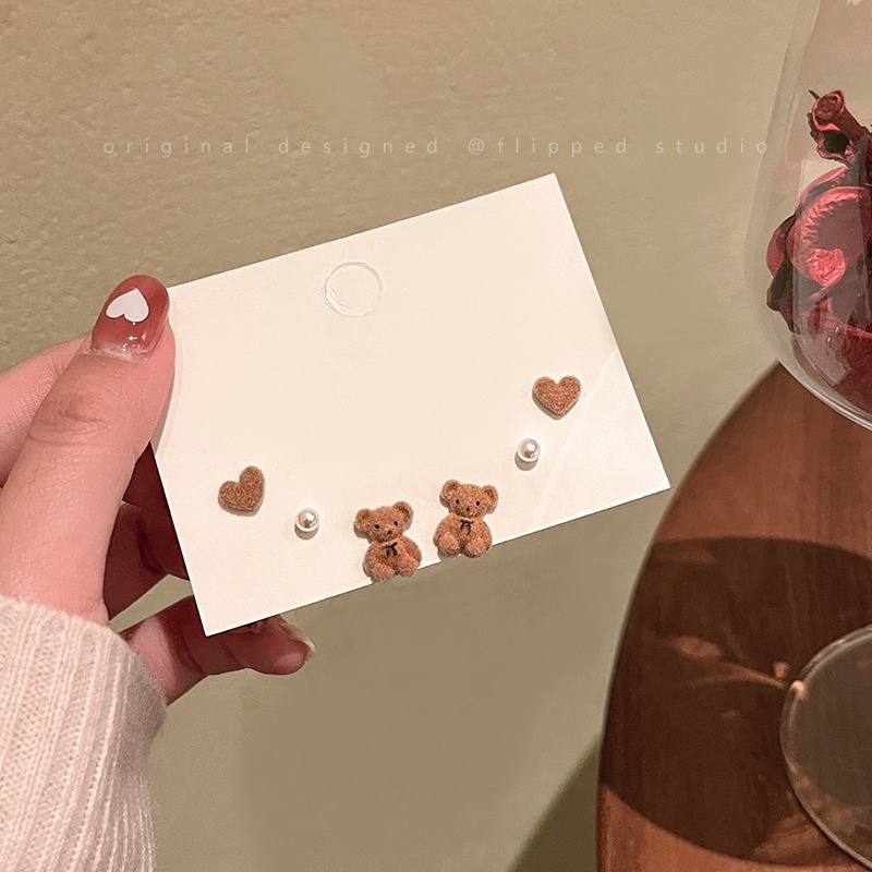 Bộ Khuyên Tai Đính Ngọc Trai/Thỏ/Gấu/Nơ Dễ Thương Dành Cho Nữ