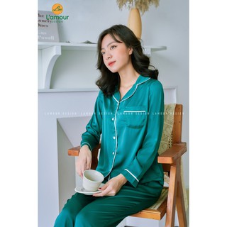 Bộ lụa xanh lá - dài tay