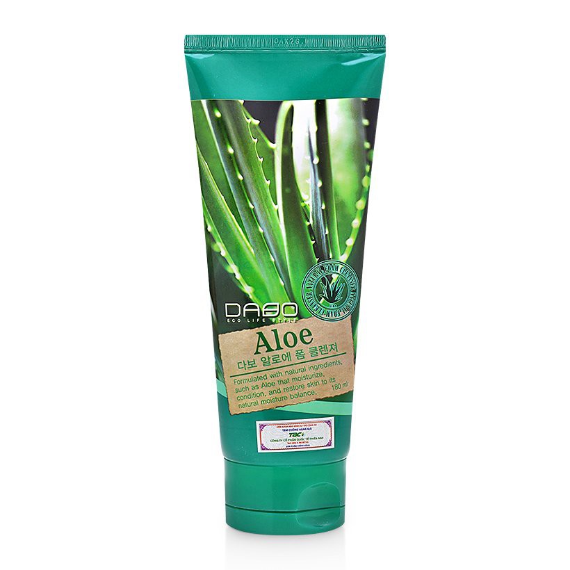 [Mã FMCG8 - 8% đơn 250K] Sữa rửa mặt lô hội trắng da Dabo Aloe Hàn quốc 180ml/ Hộp Và 1 gói tẩy da chết Beauskin 3ml/gói