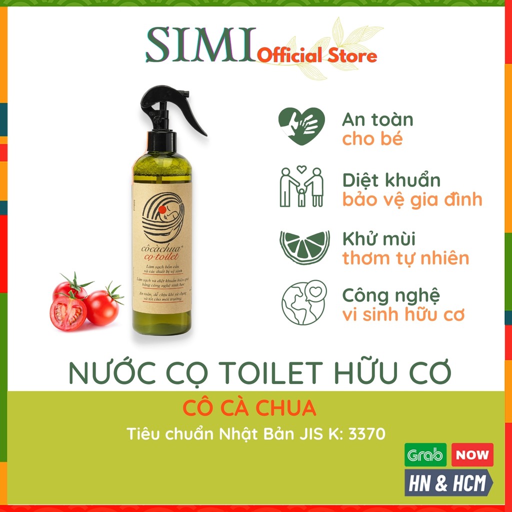 Nước tẩy bồn cầu hữu cơ CÔ CÀ CHUA tẩy rửa bồn cầu cọ toilet sát diệt khuẩn khử mùi nhà tắm sạch thông cống 500ml SIMI