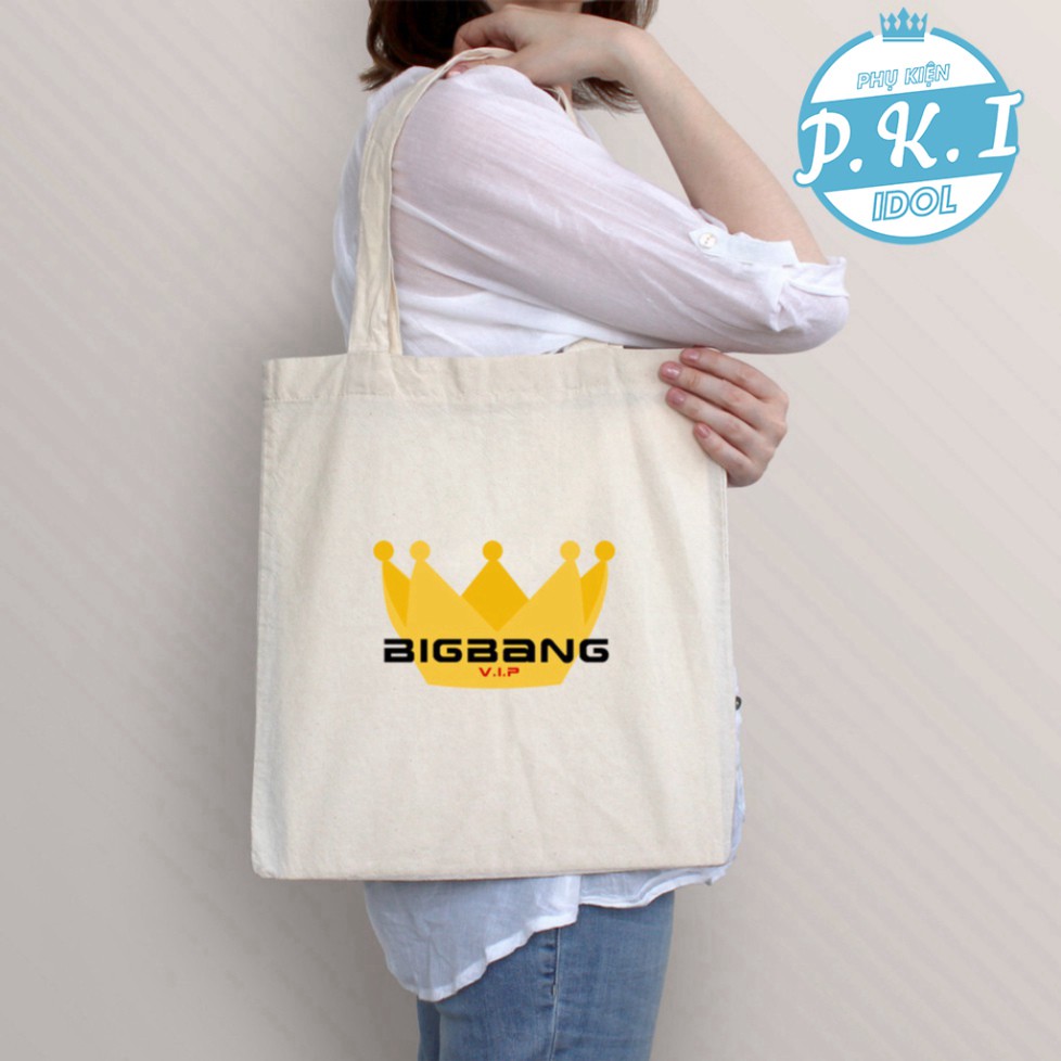 Túi Tote Vải In Hình Logo BIGBANG-VI.P Thời Trang Hàn Quốc - QUÀ TẶNG K-POP