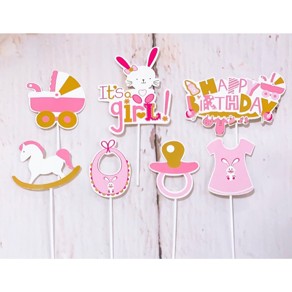 10 set cắm giấy baby GẤU XANH, THỎ HỒNG HD