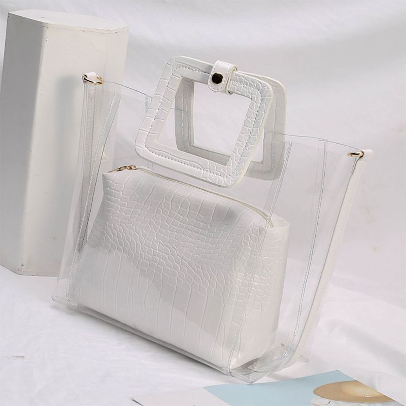 Túi Xách Tay Bằng PVC Trong Suốt Thời Trang Đi Biển Mùa Hè Dành Cho Nữ