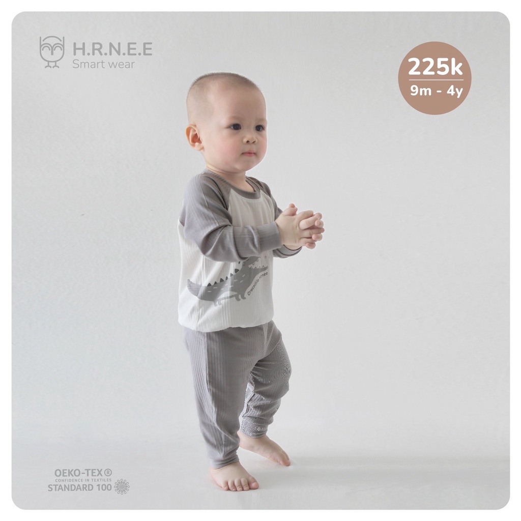 [ HRNEE 2022 ] Bộ quần áo dài tay 3D modal organic cho bé từ 6 tháng đến 4 tuổi