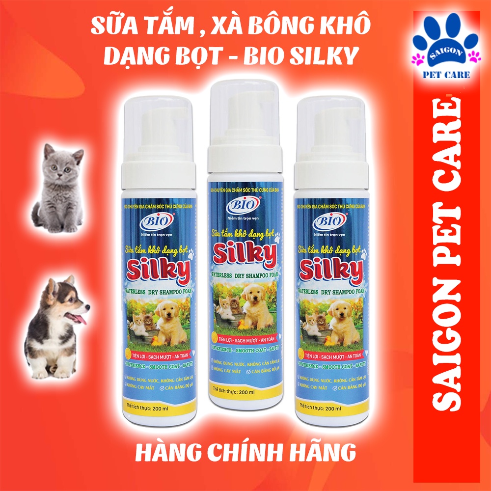Sữa tắm khô chó mèo Bio Silky, xà bông khô dạng bọt