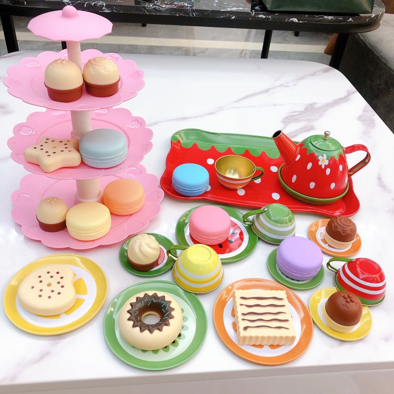 Bộ Đồ Chơi Ấm Trà / Bánh Tart / Ấm Trà Bằng Thiếc Độc Đáo Thú Vị Cho Bé Mẫu Giáo