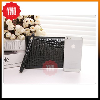 Ví cầm tay nữ da cá sấu fashion Màu đen
