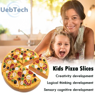 UEBTECH 9pcs Kids Pizza Slices Toppings Food Dinner Kitchen Pretend Play Toys Set