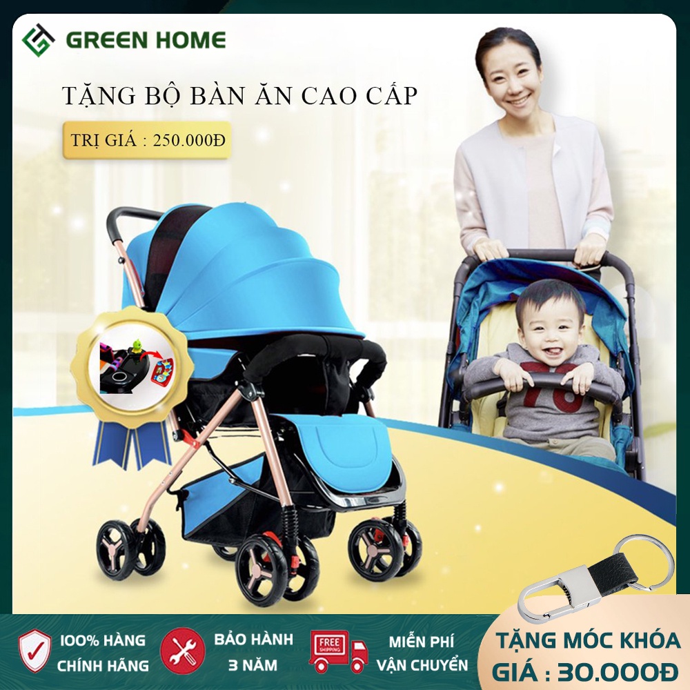 Xe đẩy cho bé đa tư thế, xe nôi em bé đẩy 2 chiều có thể gấp gọn, bánh xe chống sốc kết hợp phanh - Bảo hành 2 năm