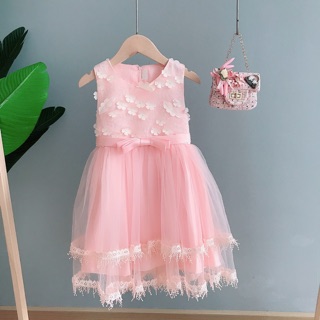 [ VIDEO ẢNH THẬT ] ĐẦM CÔNG CHÚA HOA RƠI 3D MÀU HỒNG CAM NGỌT NGÀO