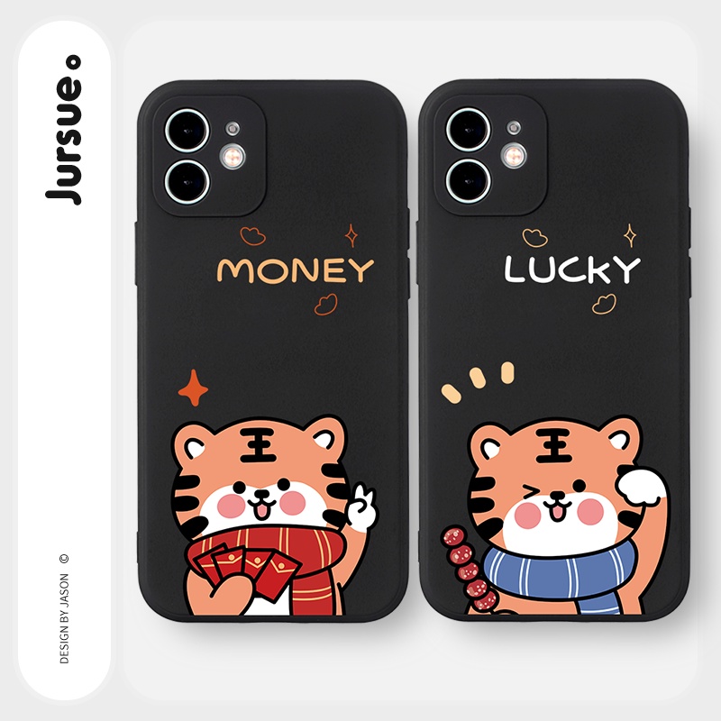 Ốp lưng JURSUE hoạt hình cặp đôi dễ thương đẹp cho iPhone 13 12 11 Pro Max SE 2020 X XR XS 8 7 ip 6S 6 Plus kute Y1776