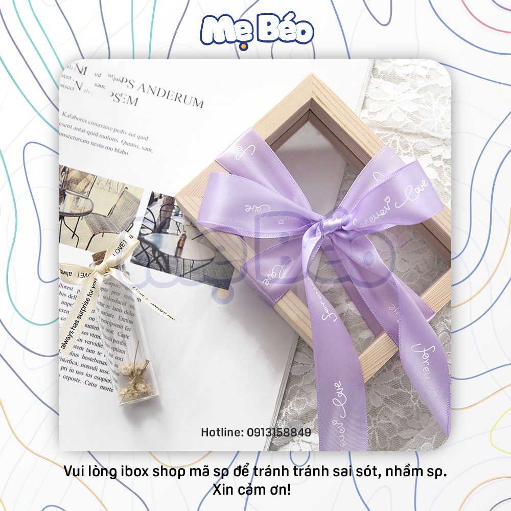 Ruy băng lụa chữ "Forever Love" bản 2.5cm đẹp chất lượng tốt