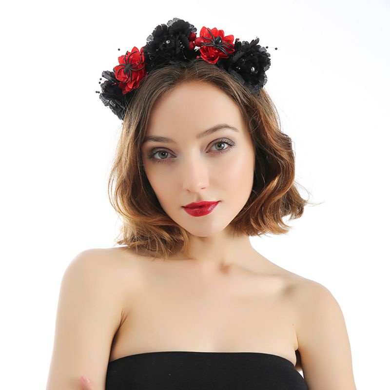 Cài Tóc Đính Hoa Hồng Giả Hóa Trang Halloween