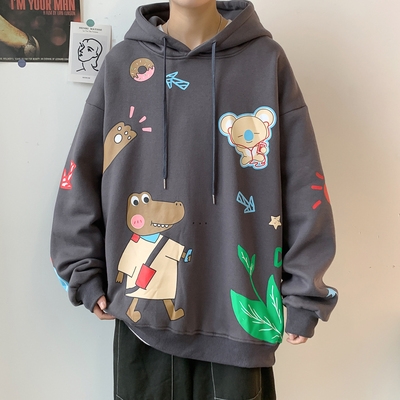 Áo Hoodie Dáng Rộng Họa Tiết Hoạt Hình Phong Cách Hàn Quốc Thời Trang Cho Nam / Nữ | BigBuy360 - bigbuy360.vn