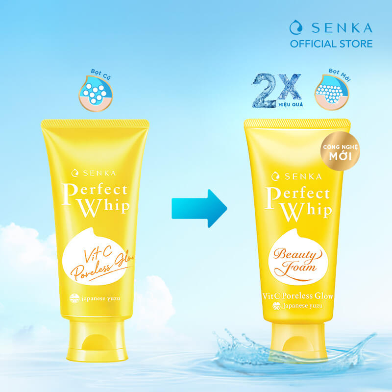 [HB GIFT] Sữa Rửa Mặt Senka Perfect Whip Vit C Dưỡng Sáng Mờ Thâm 100g