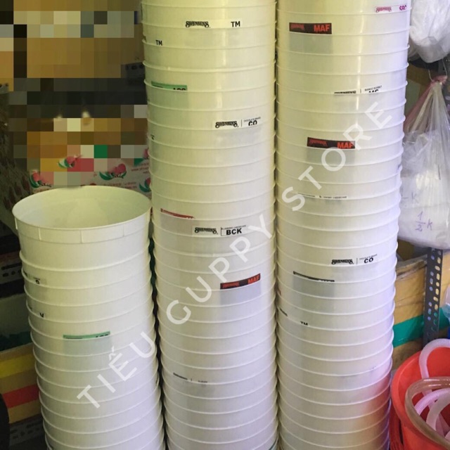 Thùng kem nuôi cá 5 lít - cao 16cm đường kính 25cm - thùng đựng kem đã được rửa lại