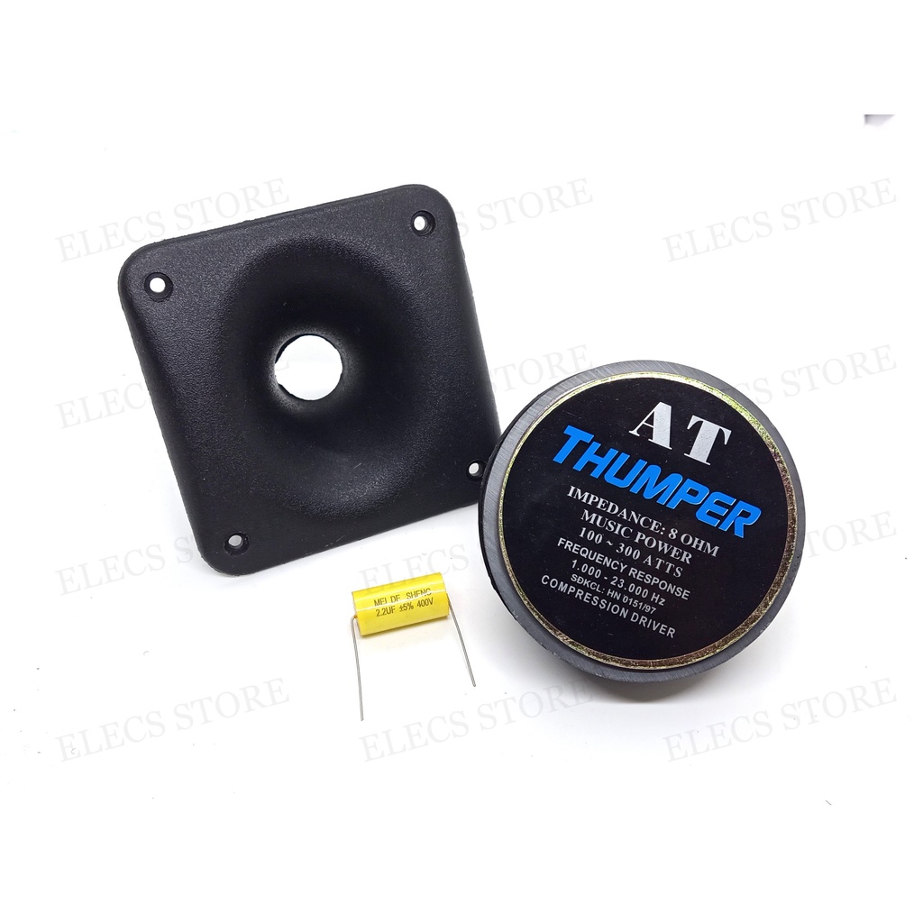 Bộ Loa Treble Kèn 350 + Họng Kèn Vuông 12cm x 12cm + Tụ Loa Treble 2.2uF