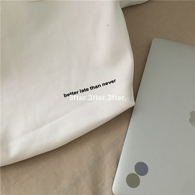 Túi xách canvas size lớn in họa tiết chữ thời trang trẻ trung