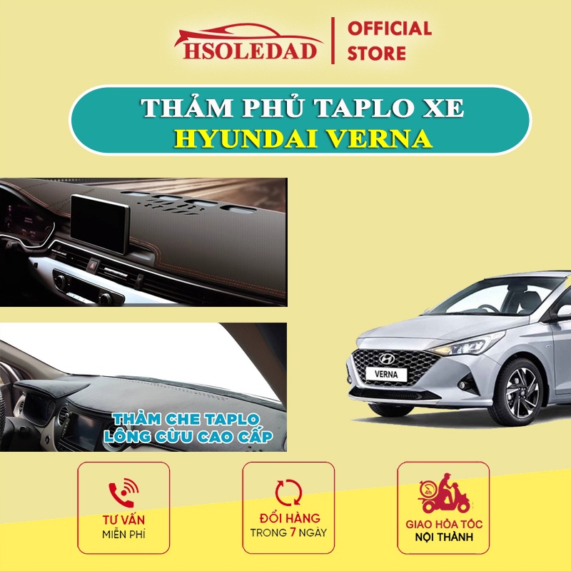 Thảm taplo HYUNDAI VERNA bằng lông Cừu 3 lớp hoặc Da Cacbon