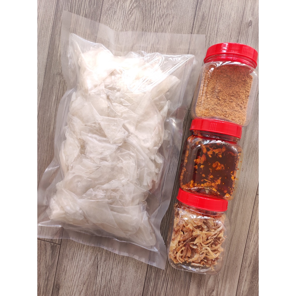 [500g PSMN sa tế hành phi] | Combo 500g bánh tráng phơi sương + hủ muối nhuyễn + hủ sa tế + hủ hành phi | Chợ Cô Thu