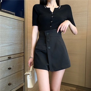 Quần đùi nữ lưng cao hách dáng, quần sooc nữ ống rộng  hàng quảng châu