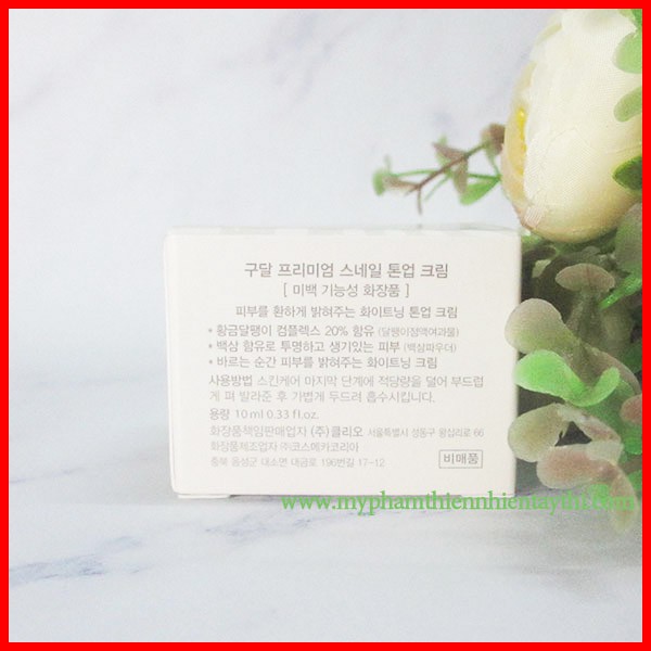 [ Mẫu 2020] Kem Ốc Sên Hàn Quốc Mini Premium Snail Tone-Up Cream Hũ 10ml