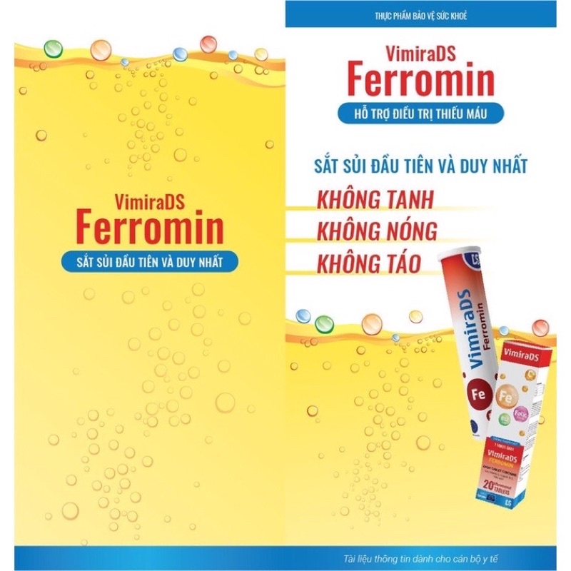 Viên Sắt sủi VimiraDS Ferromin - Hỗ trợ thiếu máu do thiếu sắt,không tanh,không nóng,không táo bón