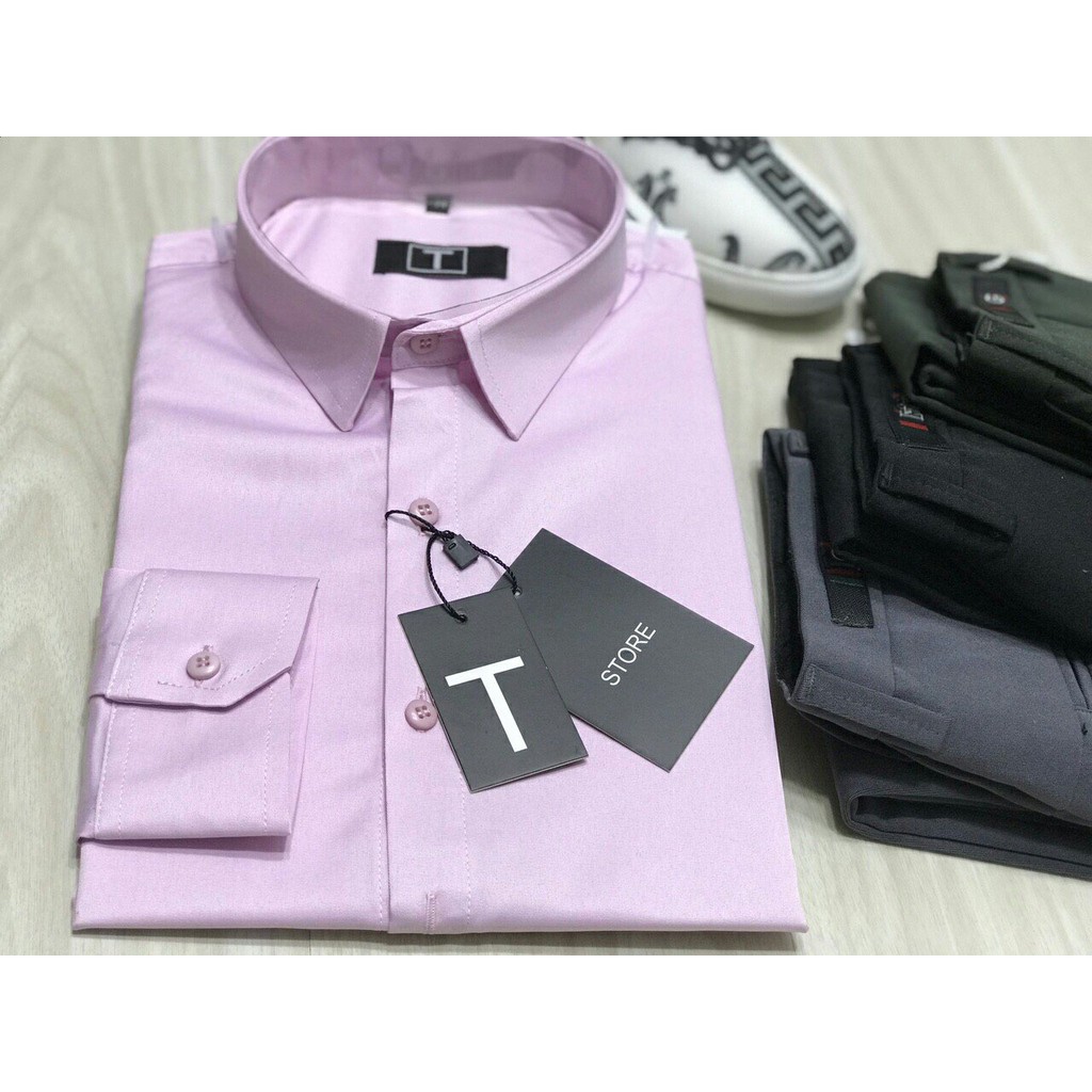 Sơ mi nam hồng trơn body