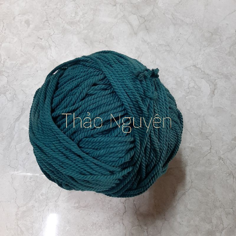 ( ảnh thật). Dây thừng macrame, dây cotton màu XANH CỔ VỊT.