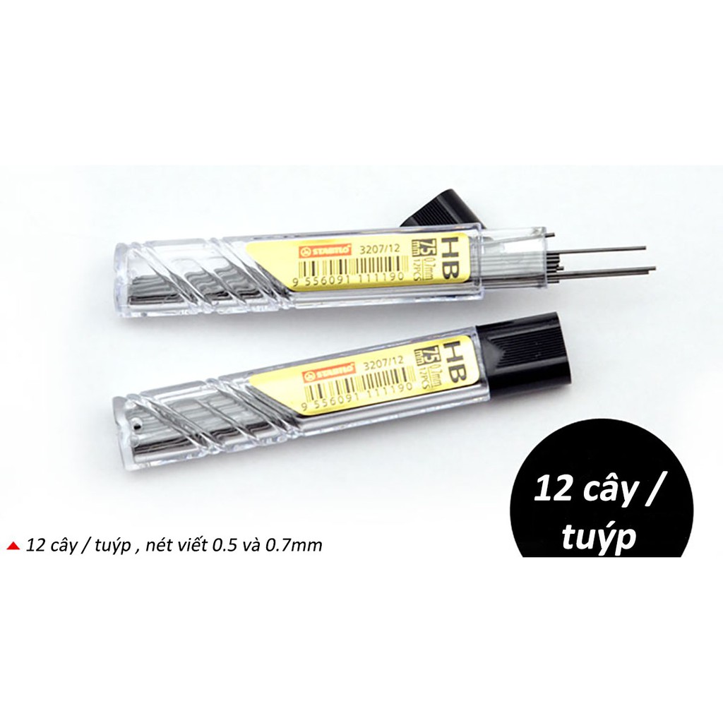 Tuýp 12 ruột chì STABILO nét 0.7mm 2B