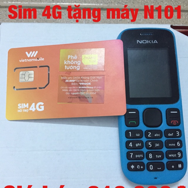 sim Sim 4G tặng Máy điện thoại N101 333