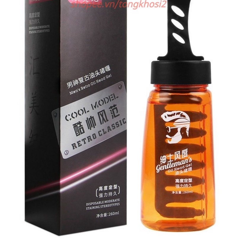 (CAO CẤP) gel vuốt tóc kèm lược Keo tóc keo vuốt tóc nam cao cấp chai 260ml kèm lược - 4men