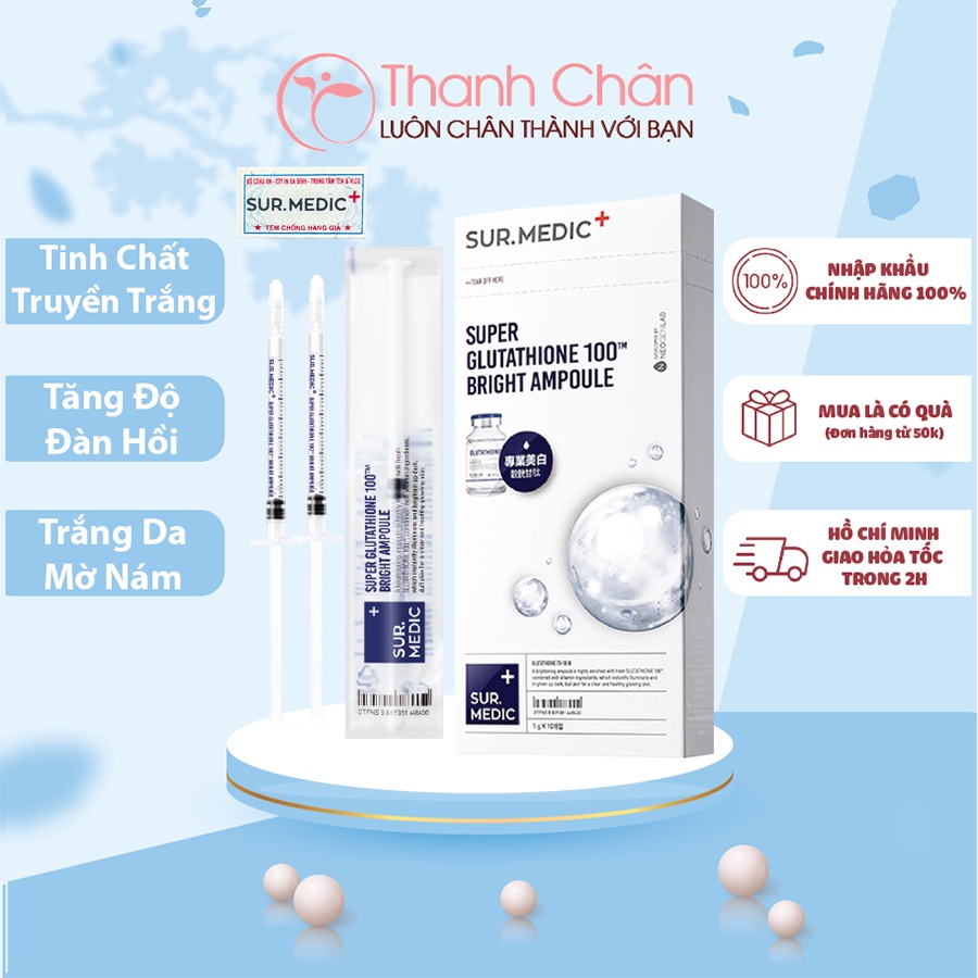 Tinh chất truyền trắng SURMEDIC Super Glutathione 100 Bright Ampoule (Hộp 10 ống)