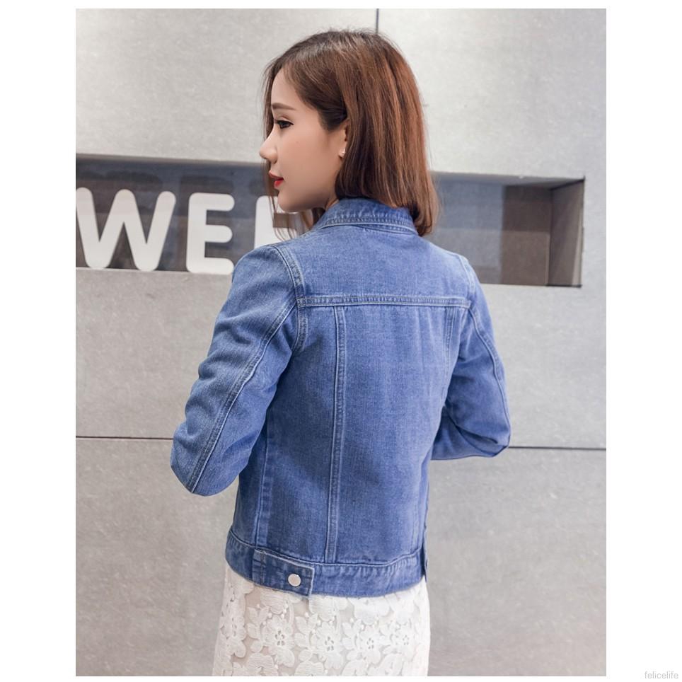 Áo khoác denim ngắn màu sắc ngọt ngào thời trang cho nữ