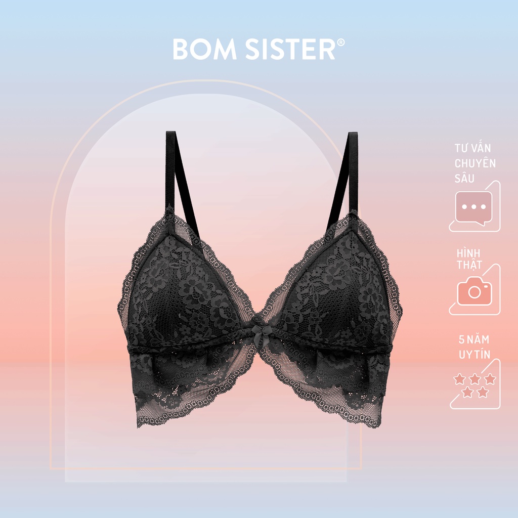 Áo lót mút mỏng ren hoa không gọng croptop bèo BOM SISTER BR1306