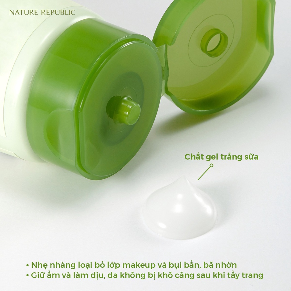 Kem tẩy trang cho mọi loại da Hàn Quốc Nature Republic Soothing &amp; Moisture Aloe Vera Cleansing Gel Cream 150ml Quatangme
