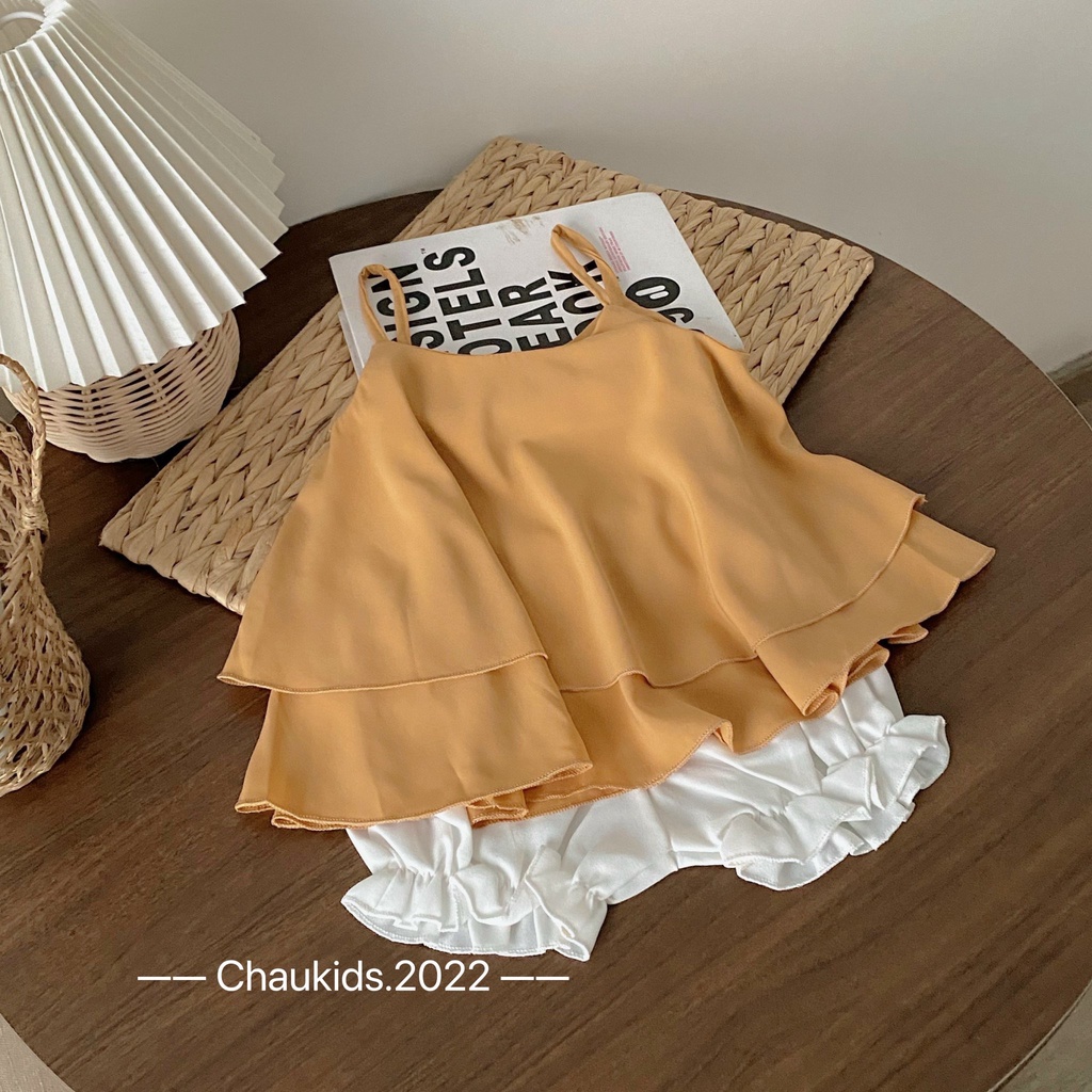 Sét bộ 2 dây tầng xinh xắn mặc hè  cho bé  gái mặc gọn gàng thoải mái