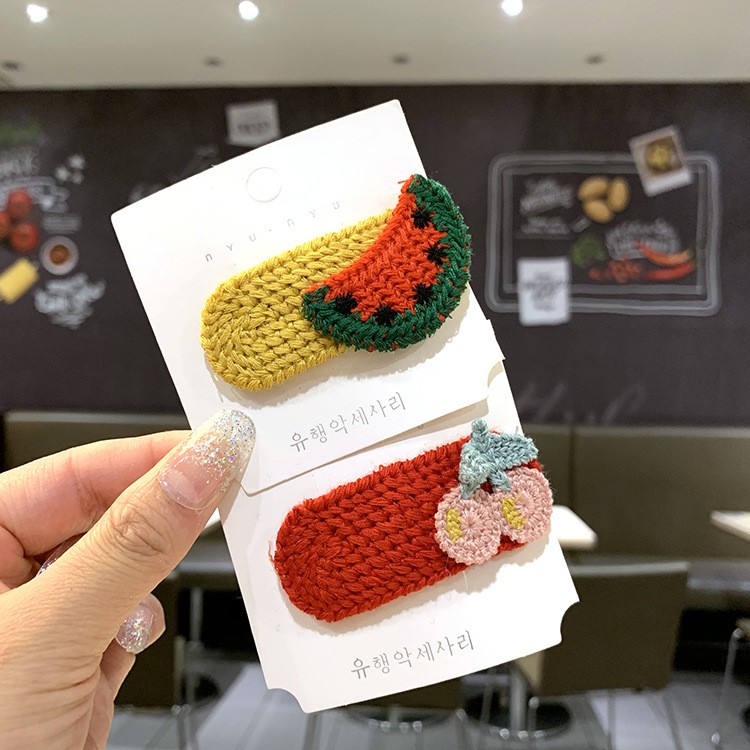 Kẹp tóc Hàn Quốc K225 len đan handmade hairclip dễ thương hình hoa quả và thú nhỏ ngộ nghĩnh