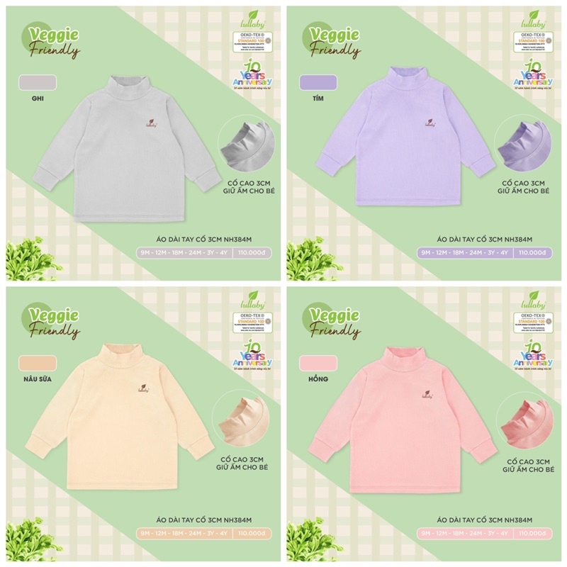 LULLABY - Áo giữ nhiệt Lullaby cổ 3cm cho bé trai/bé gái