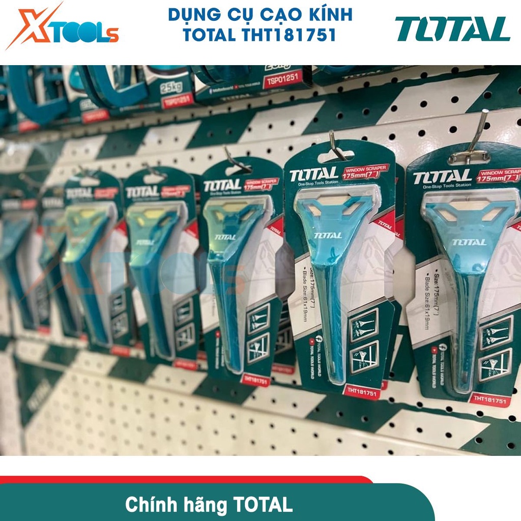 Dụng cụ cạo sơn kính TOTAL THT181751 kích thước 175mm, lưỡi 61*19mm dùng cạo sơn thừa bàn ghế cửa kính-CHÍNH HÃNG-XTOOLS