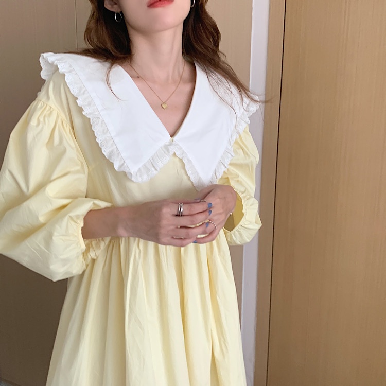 Đầm Dài Tay Cổ Búp Bê Xinh Xắn Dành Cho Nữ 49183