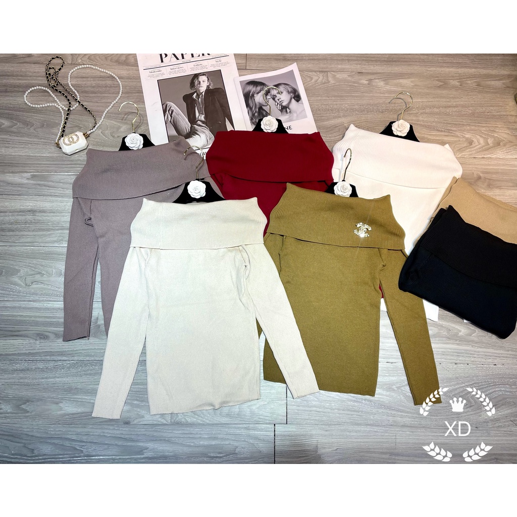 Áo len tăm tay dài, áo len nữ bệt vai phom chuẩn xinh chất len đẹp phong cách trẻ trung mix gì cũng hợp hàng loại 1 | BigBuy360 - bigbuy360.vn