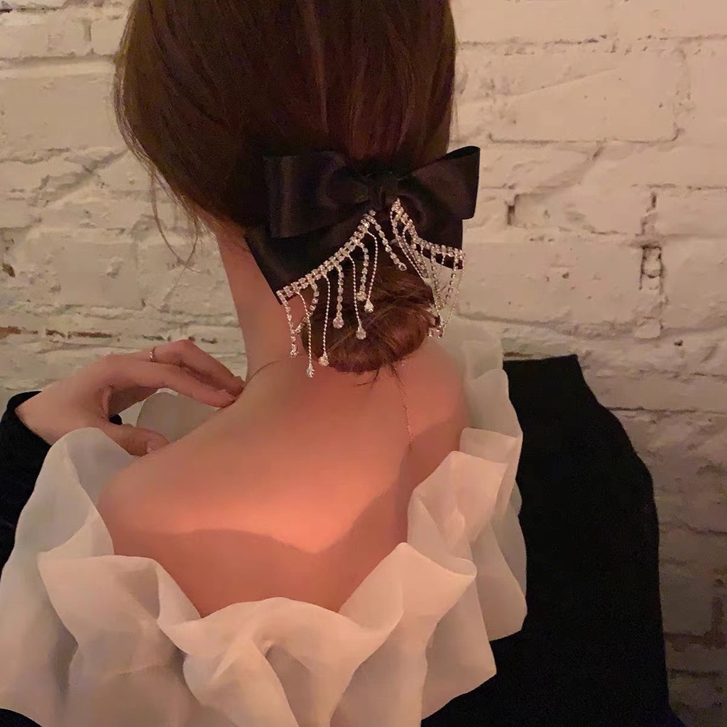 Kẹp Tóc Hình Nơ Lưng Đính Đá Lấp Lánh Xinh Xắn